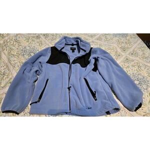 LL Bean Jacket Womens Large Blue Full Zip Fleece Casual Outdoors